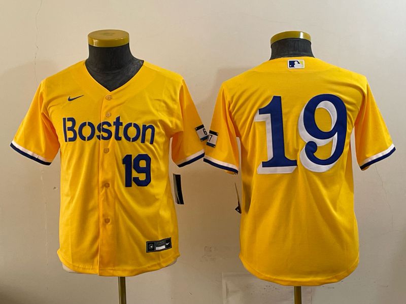 Youth 2025 Boston Red Sox #19 No Name Yellow City Edition Nike MLB Jersey style 04->youth mlb jersey->Youth Jersey